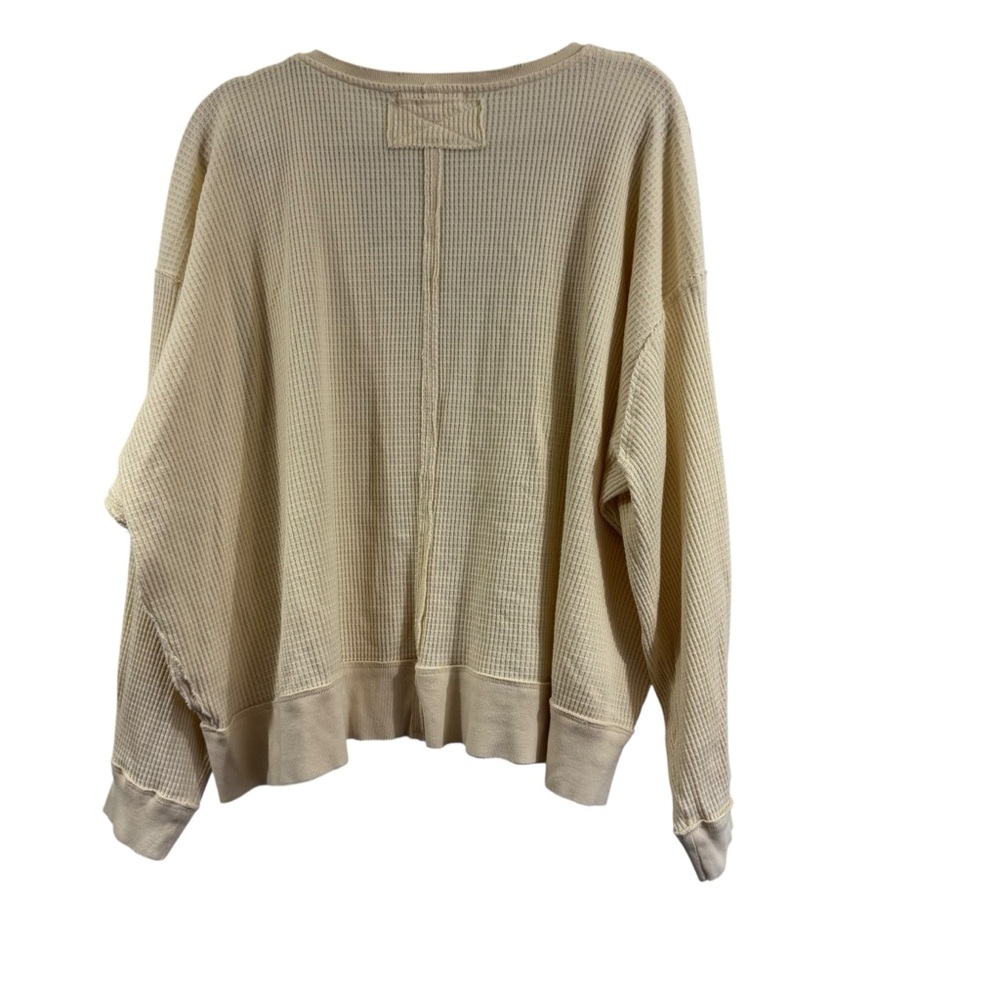 Free People We The Free Buttercup Thermal Top Oversized Small Ecru Waffle Knit - Picture 3 of 12